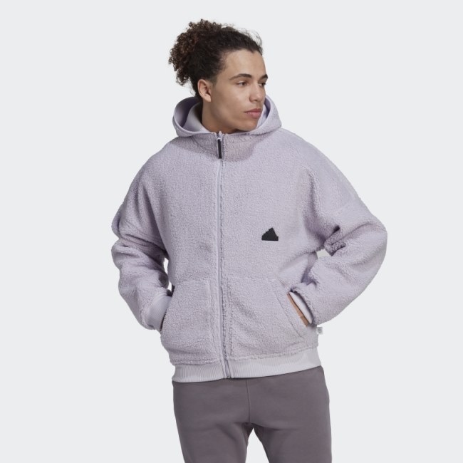 Adidas Polar Fleece Full-Zip Sweatshirt Silver Dawn