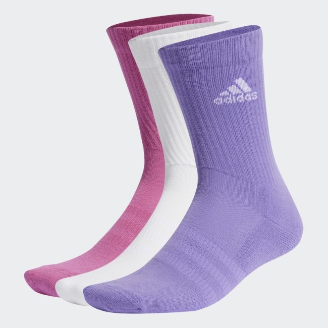 Cushioned Crew Socks 3 Pairs Fuchsia Adidas