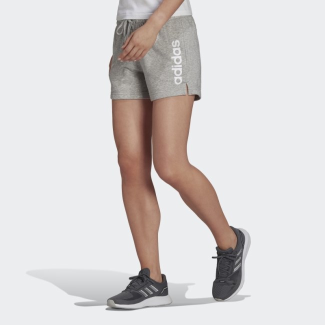 Medium Grey Adidas Essentials Slim Logo Shorts