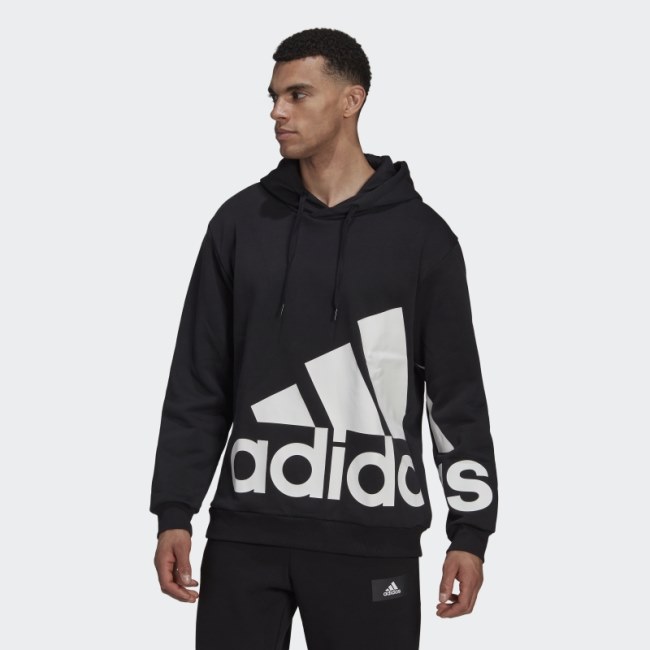 Adidas Essentials Giant Logo Fleece Hoodie Black