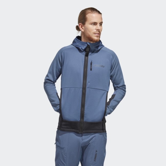 Adidas Steel Terrex Tech Flooce Hooded Hiking Fleece Jacket