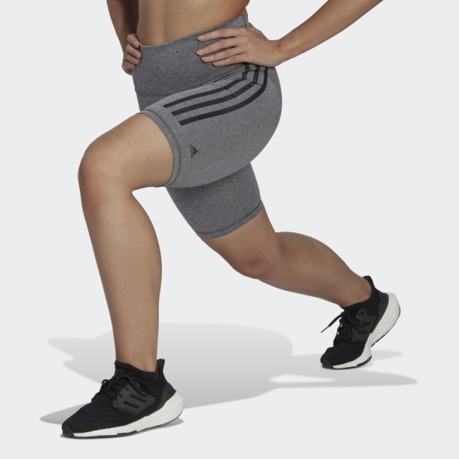 Adidas Dark Grey Heather Optime Trainicons 3-Stripes Bike Short Leggings