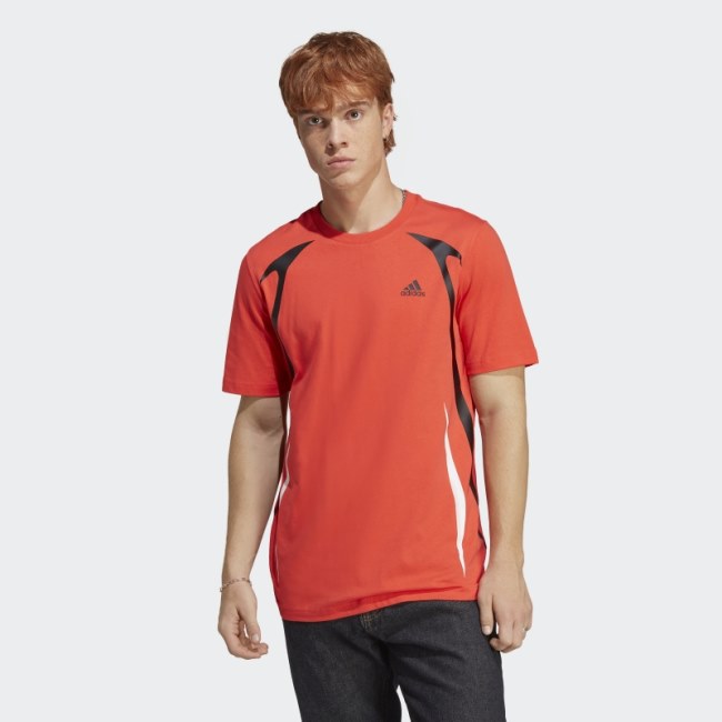 Red Colorblock Tee Adidas
