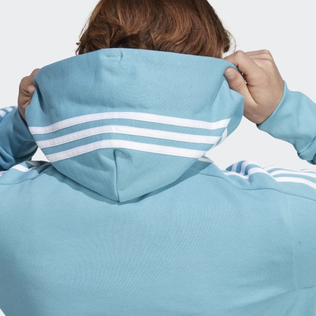 Blue Adidas Essentials French Terry 3-Stripes Full-Zip Hoodie