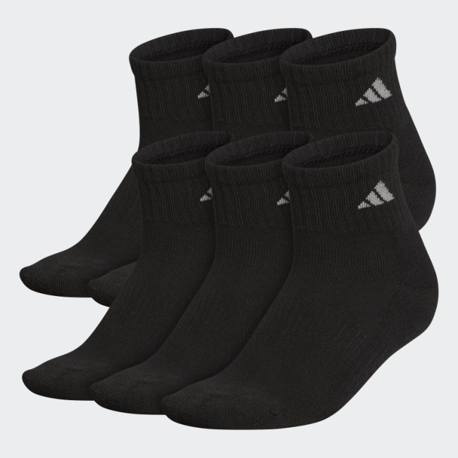 Adidas Athletic Cushioned Quarter Socks 6 Pairs Black