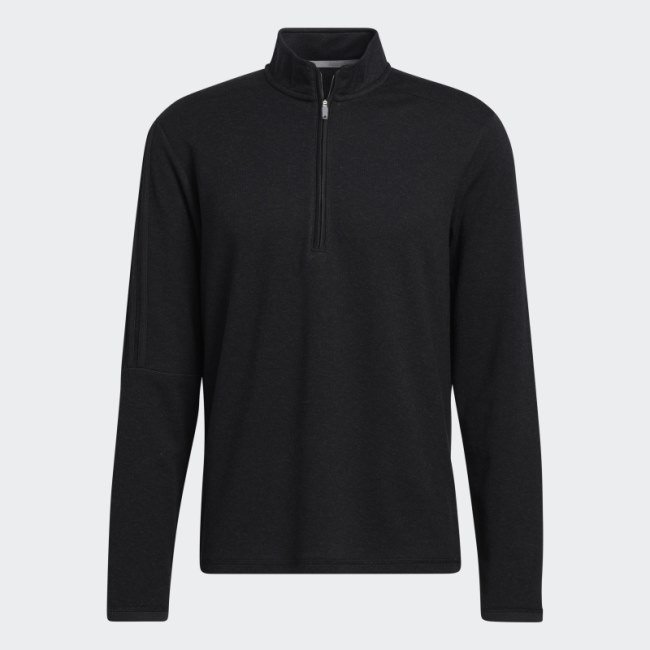 Adidas 3-Stripes Quarter-Zip Pullover Black Melange