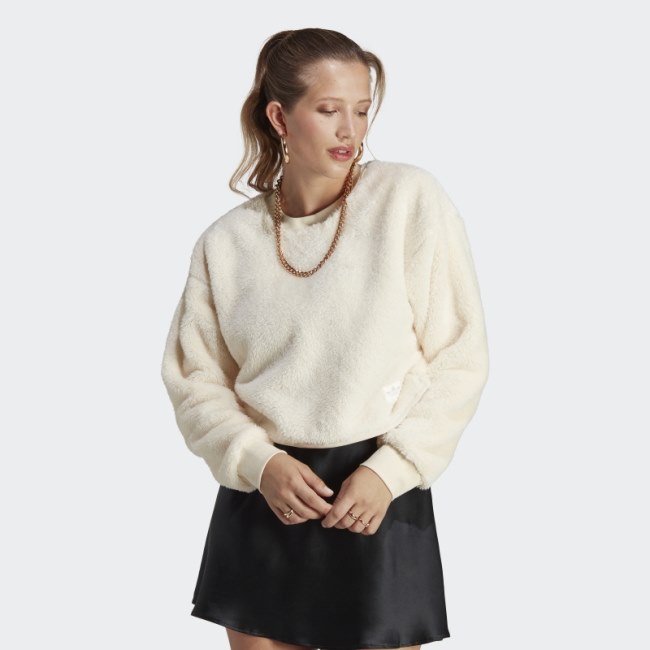 Adidas Essentials+ Fluffy Teddy Sweater White