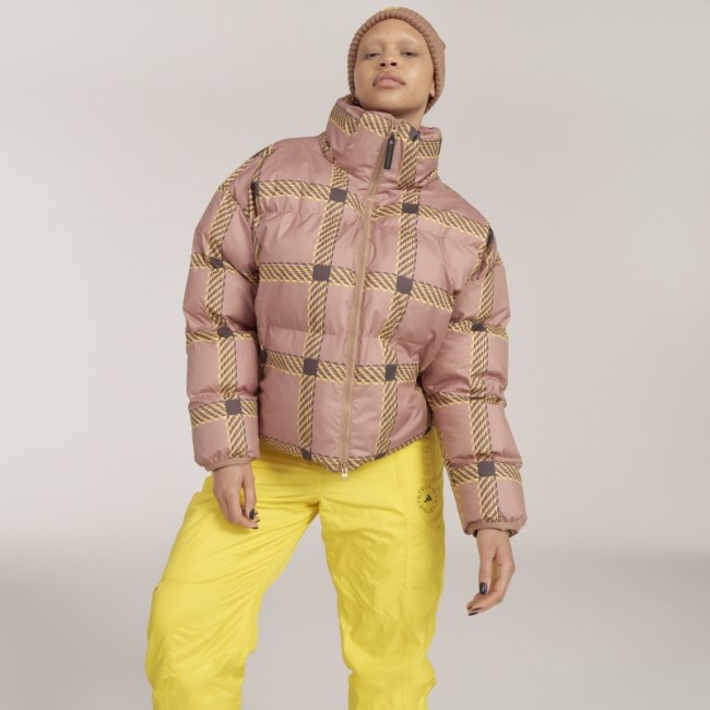 Adidas by Stella McCartney Short Padded Printed Winter Jacket Camel Hot