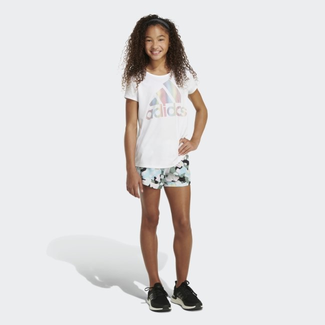 White Allover Print Woven Shorts Adidas