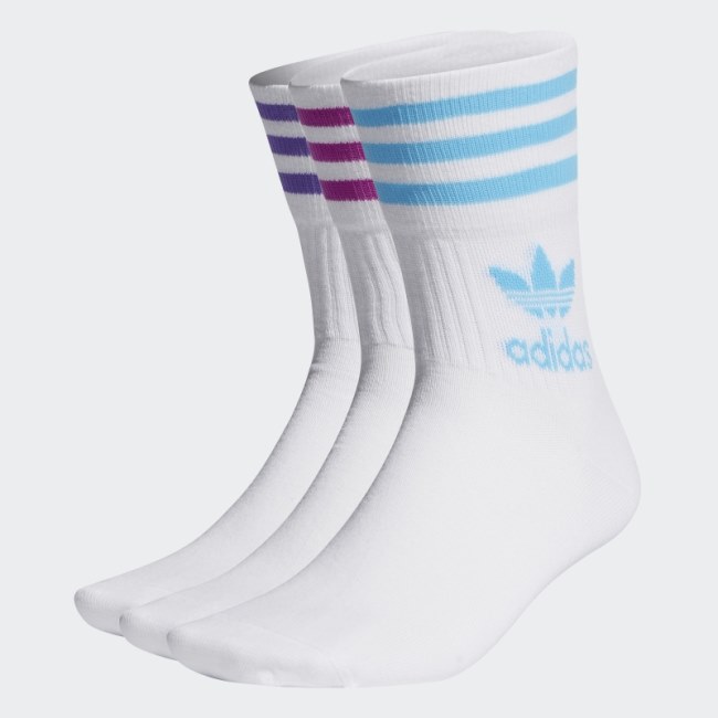 Adidas White Mid Cut Crew Socks 3 Pairs
