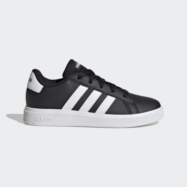 Adidas Black Grand Court Lifestyle Tennis Lace-Up Shoes