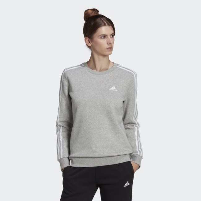 Essentials 3-Stripes Fleece Sweatshirt Medium Grey Adidas