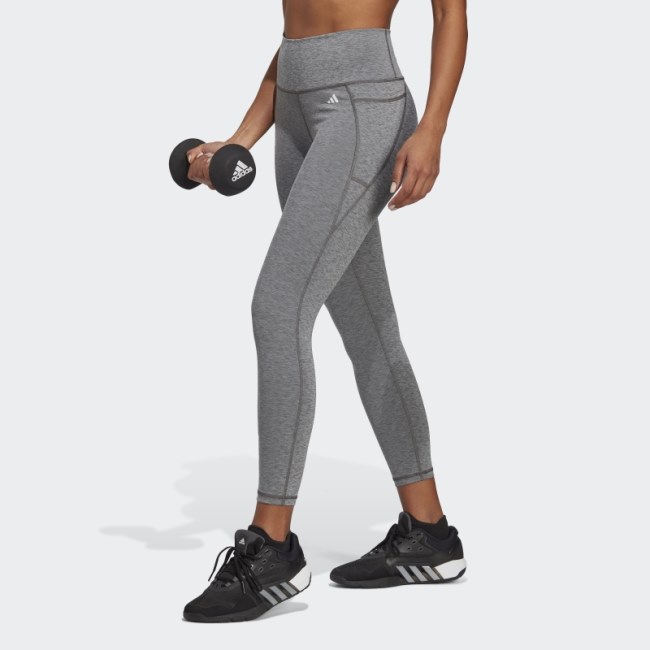 Adidas Optime Stash Pocket High-Waisted 7/8 Leggings Dark Grey Heather