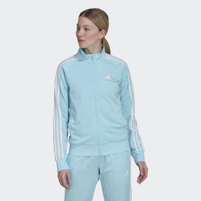 Adidas Blue Primegreen Essentials Warm-Up Slim 3-Stripes Track Jacket