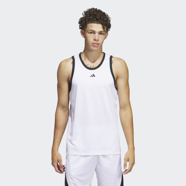 White Adidas Legends Basketball 3-Stripes Tank Top Fashion