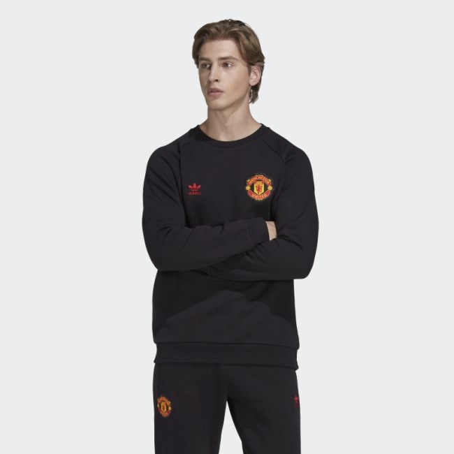 Black Manchester United Essentials Trefoil Sweatshirt Adidas