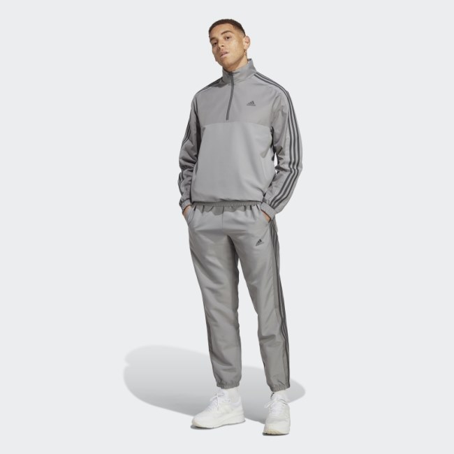 Grey 1/4 Zip Woven Tracksuit Adidas