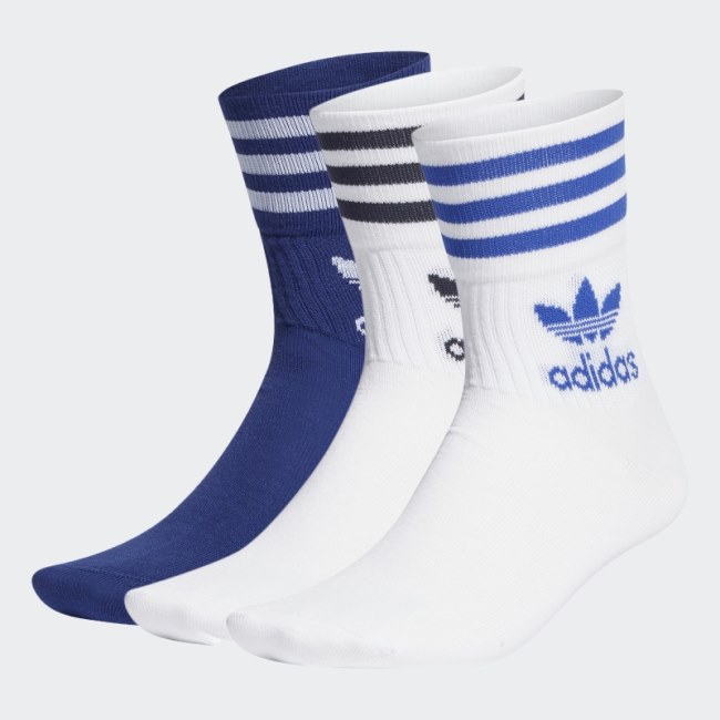 Adidas MID-CUT CREW SOCKS - 3 PAIRS Victory Blue