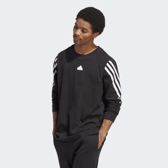 Adidas Black Future Icons 3-Stripes Long Sleeve Tee