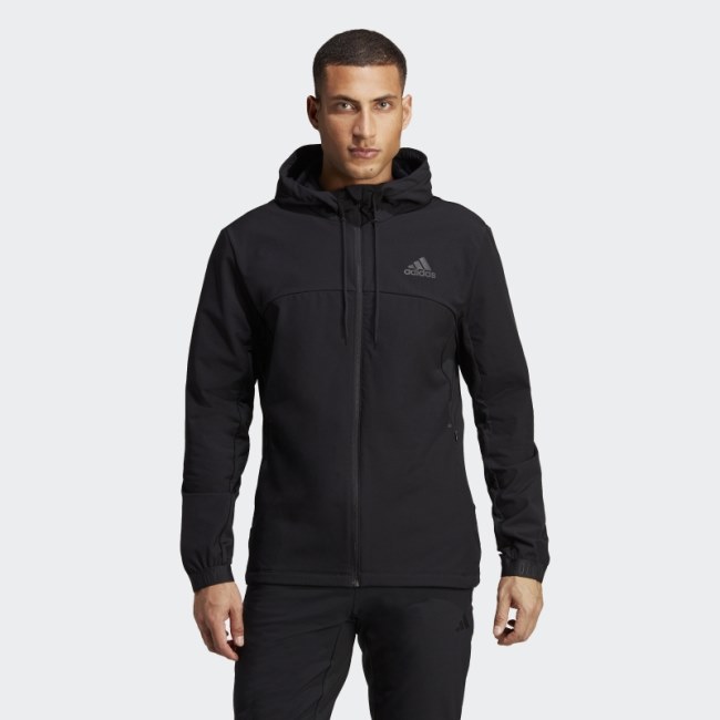 Black Adidas COLD.RDY Full-Zip Workout Hoodie