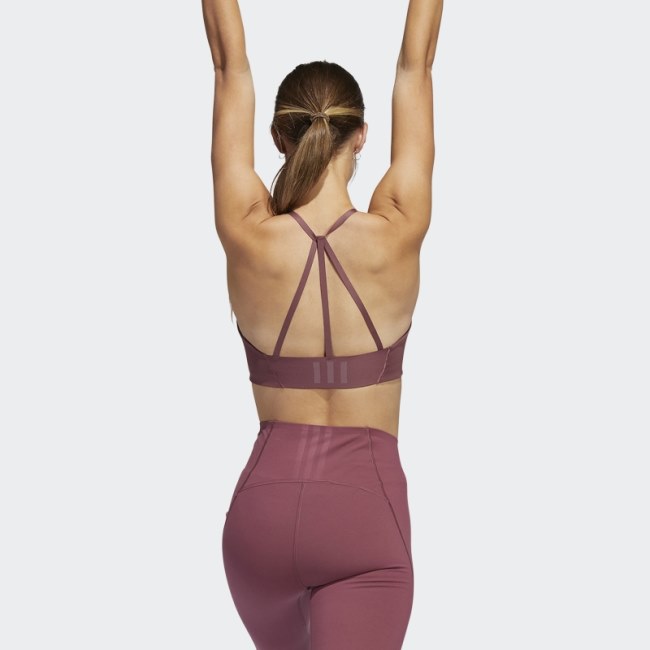 Yoga Studio Light-Support 3-Stripes Bra Adidas Burgundy