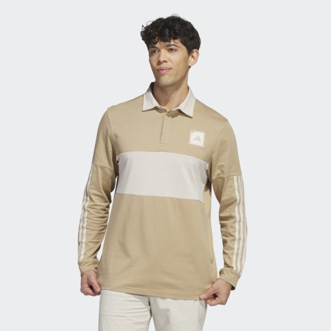 Adidas Adicross Long Sleeve Golf Polo Shirt Hemp