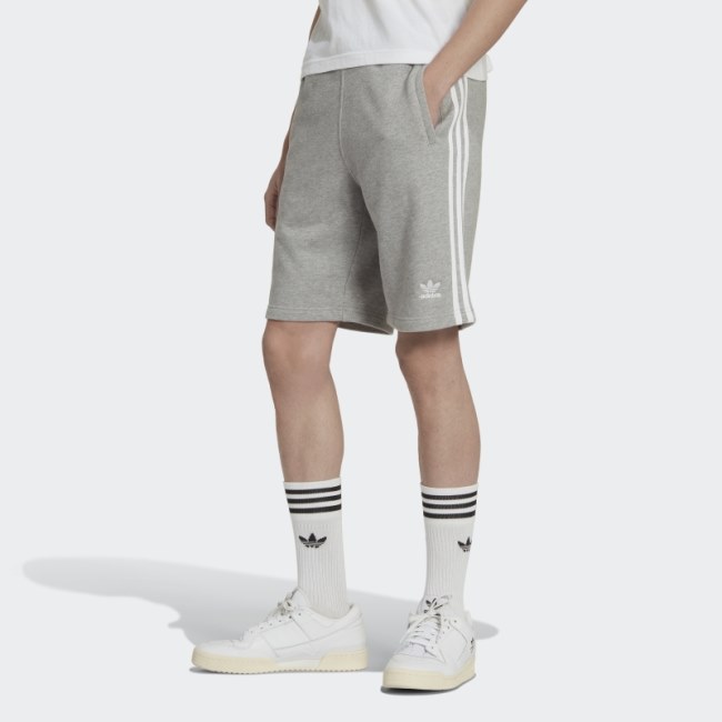 Adidas Medium Grey 3-Stripes Sweat Shorts