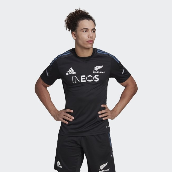 Black Adidas All Blacks Rugby Performance T-Shirt