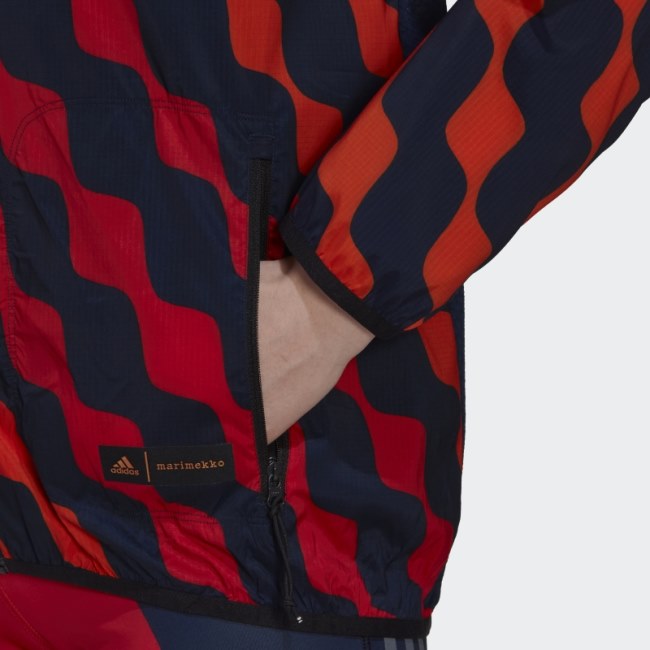 Adidas Orange Marimekko Run Icons 3-Stripes Hooded Running Windbreaker