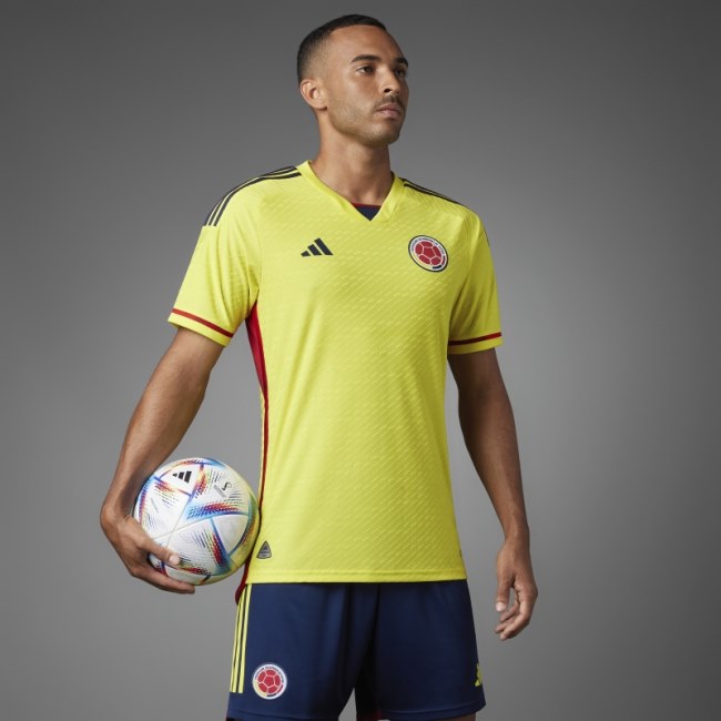 Yellow Colombia 22 Home Authentic Jersey Adidas