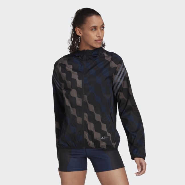 Adidas Marimekko Run Icons 3-Stripes Hooded Running Windbreaker Black