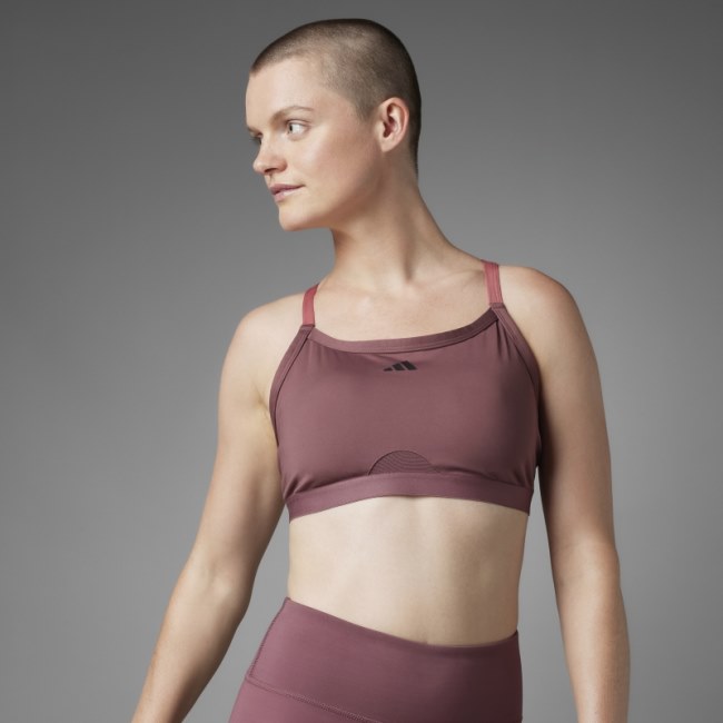 Burgundy Adidas Authentic Balance Yoga Light-Support Bra Hot
