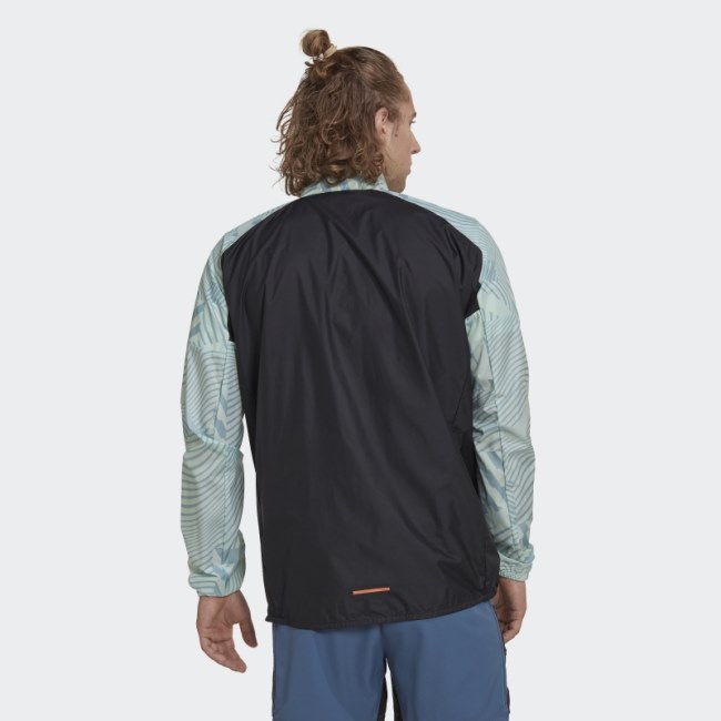 Adidas Terrex Trail Running Printed Wind Jacket Grey Fashion