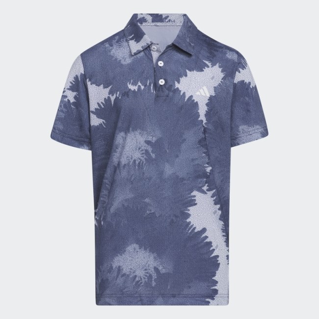 Adidas Navy Flower Mesh Polo Shirt