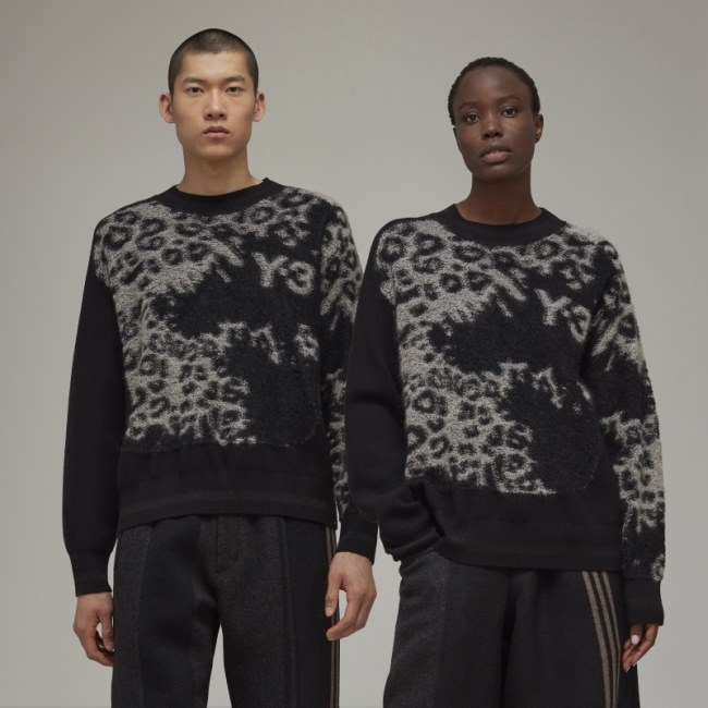 Adidas Y-3 Leopard Knit Crew Sweater