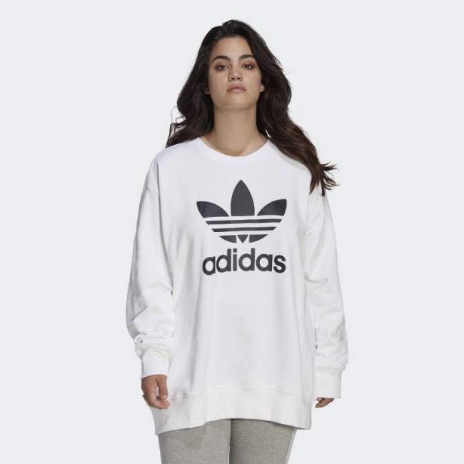 Trefoil Crew Sweatshirt (Plus Size) Adidas White