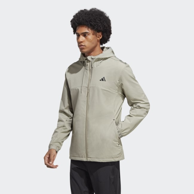 Adidas Silver Pebble COLD.RDY Full-Zip Workout Hoodie