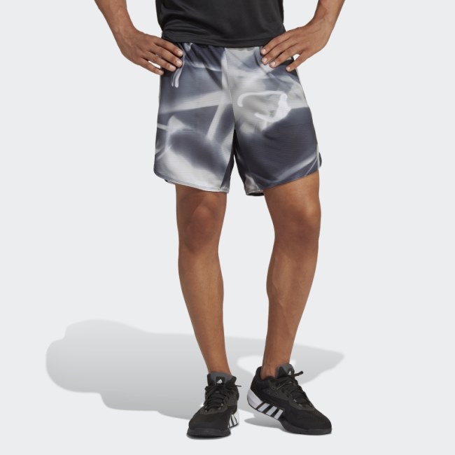 Grey Designed for Training HEAT.RDY HIIT Allover Print Training Shorts Adidas