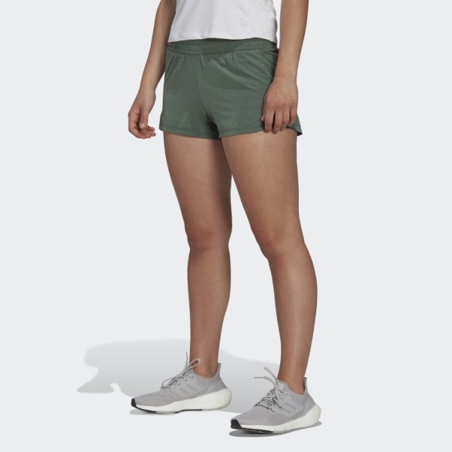 Adidas Green Oxide Pacer 3-Stripes Woven Heather Shorts