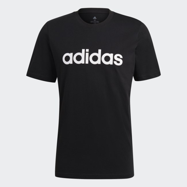 Black Adidas Essentials Linear Embroidered Logo Tee