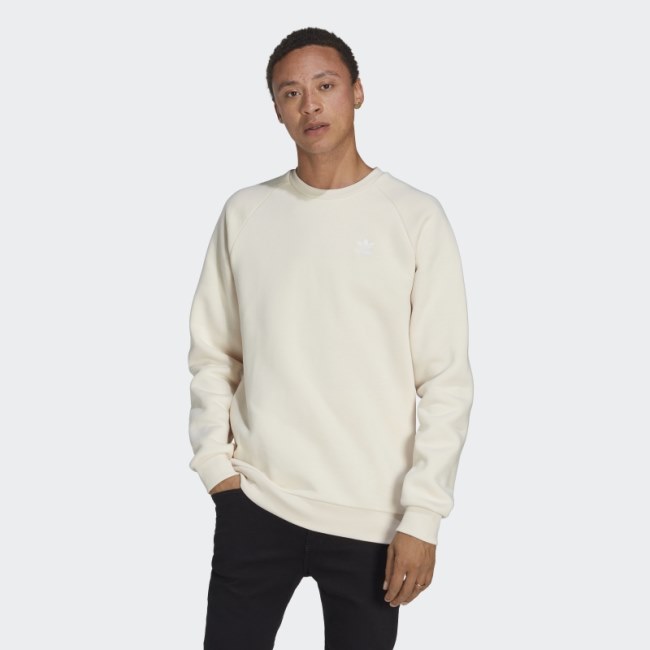 White Trefoil Essentials Crewneck Sweatshirt Adidas Hot