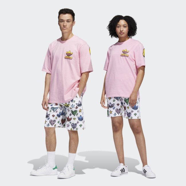 White Adidas Jeremy Scott Monogram Shorts (Gender Neutral)