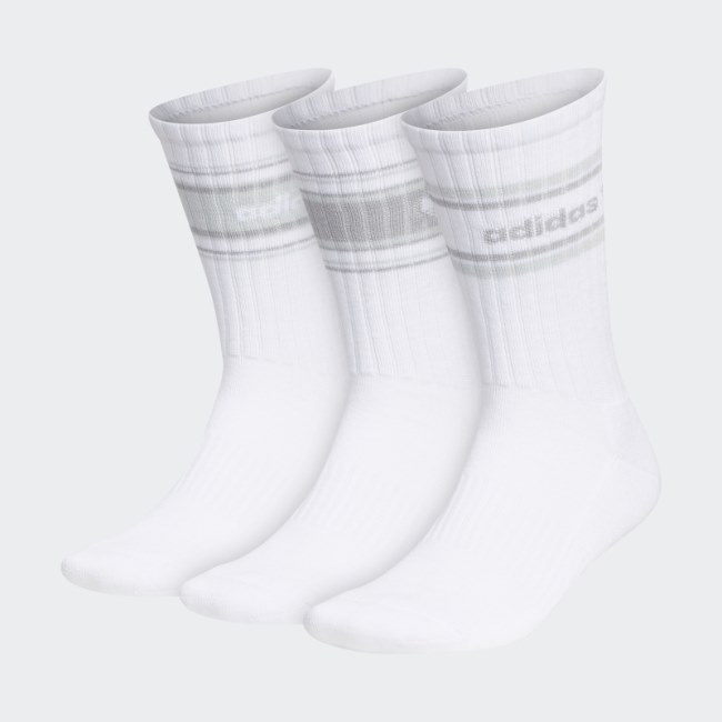 Adidas White Forum Rib Crew Socks 3 Pairs