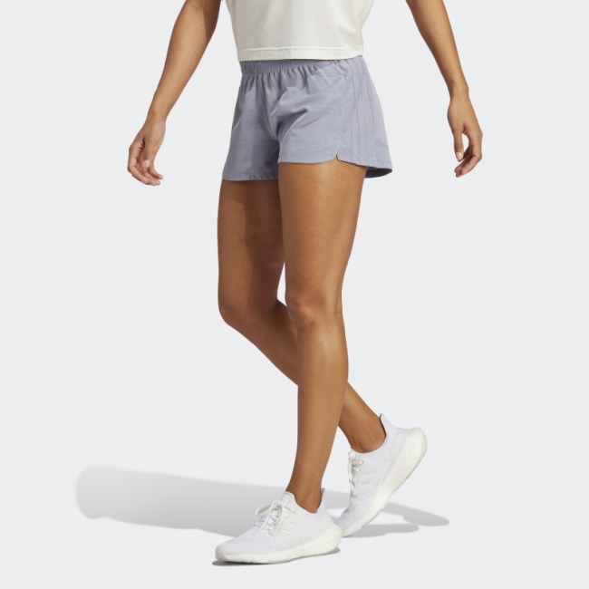 Silver Violet Adidas Pacer 3-Stripes Woven Heather Shorts