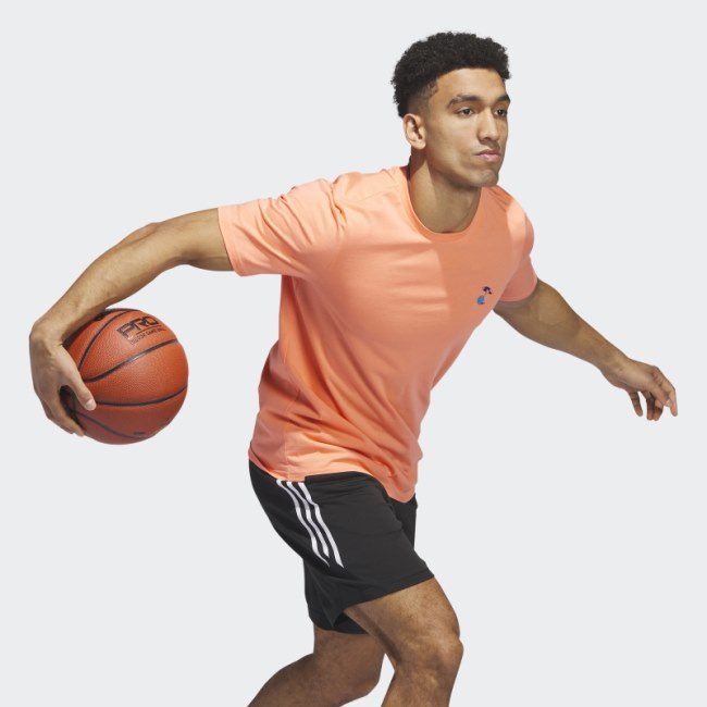 Lil Stripe Spring Break Graphic Short Sleeve Basketball Tee Adidas Coral