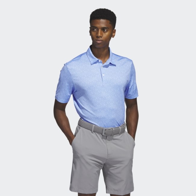 Blue Adidas Ultimate365 Allover Print Golf Polo Shirt