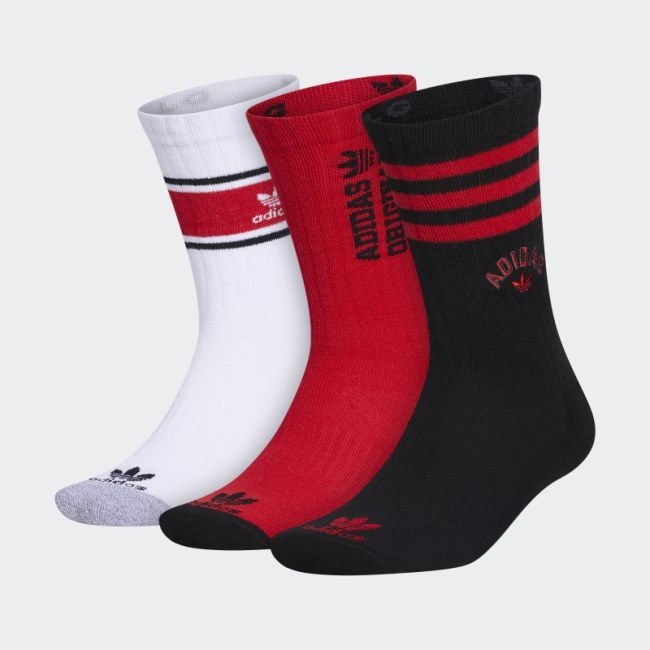 Black New Prep Crew Socks 3 Pairs Adidas