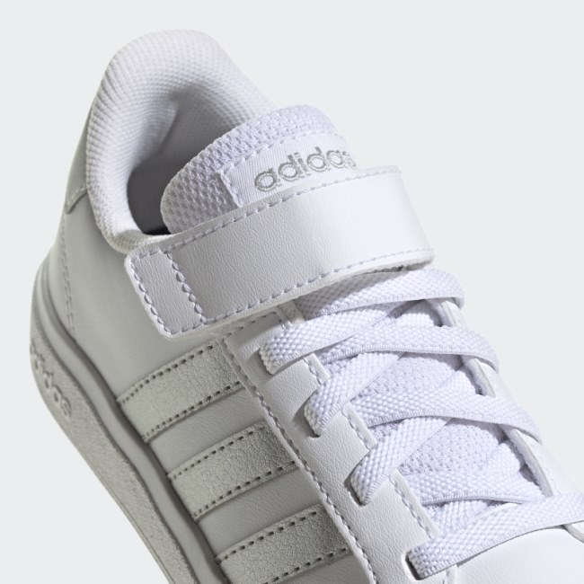 Adidas Grand Court Court Elastic Lace and Top Strap Shoes Silver
