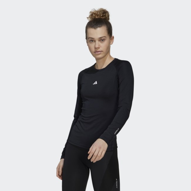 Black Adidas Techfit Long Sleeve Training Top