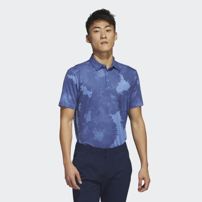Blue Adidas Flower Mesh Golf Polo Shirt